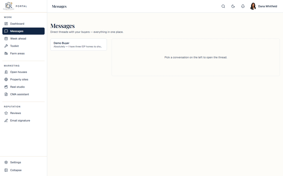 Agent-side message threads
